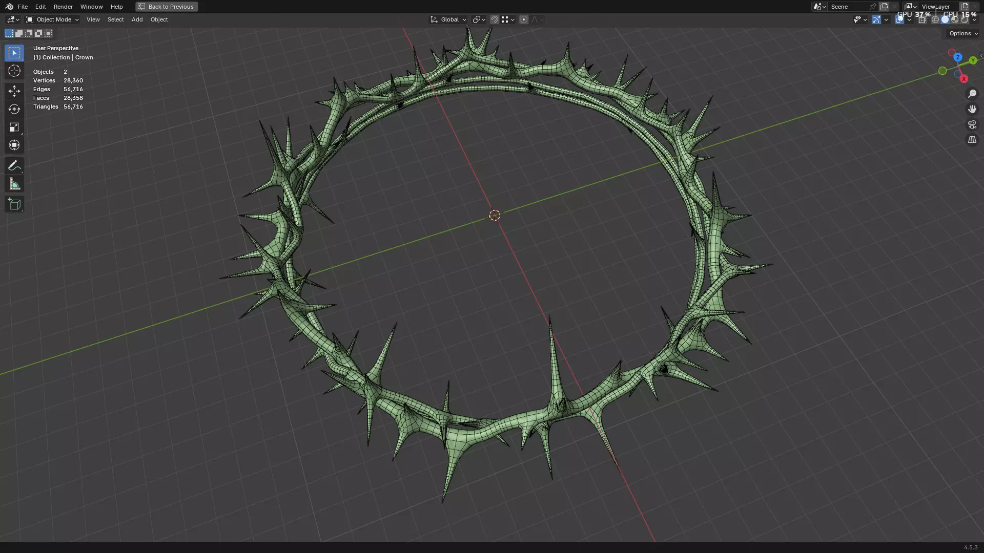 Gold Crown of Thorns PBR 3D model_38