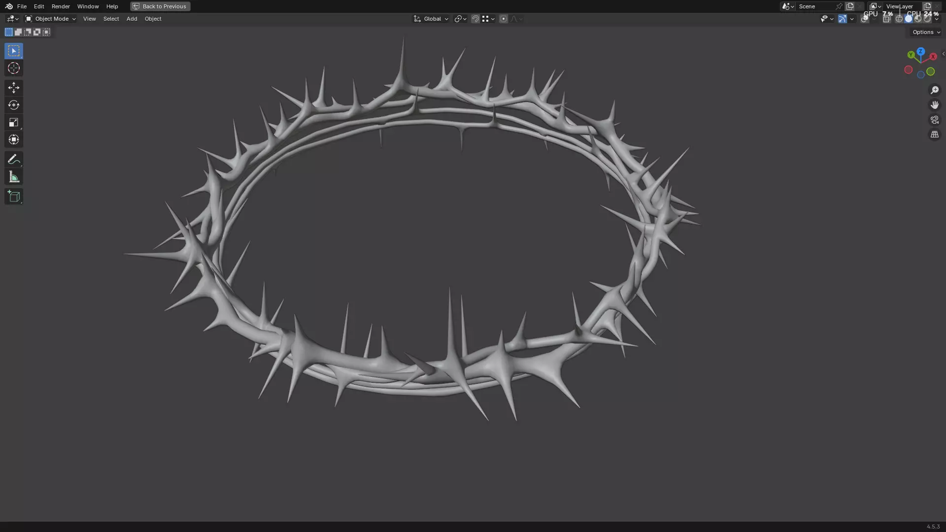 Gold Crown of Thorns PBR 3D model_11