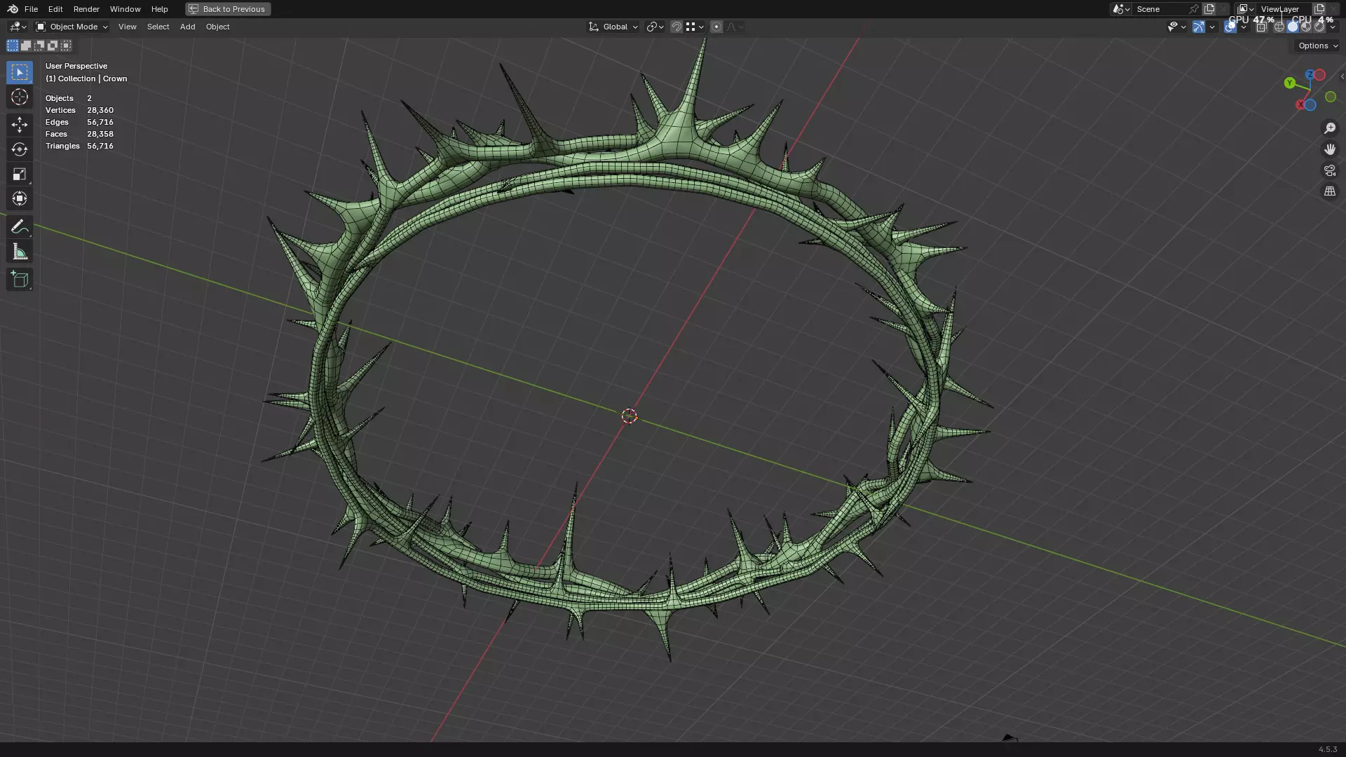 Gold Crown of Thorns PBR 3D model_43
