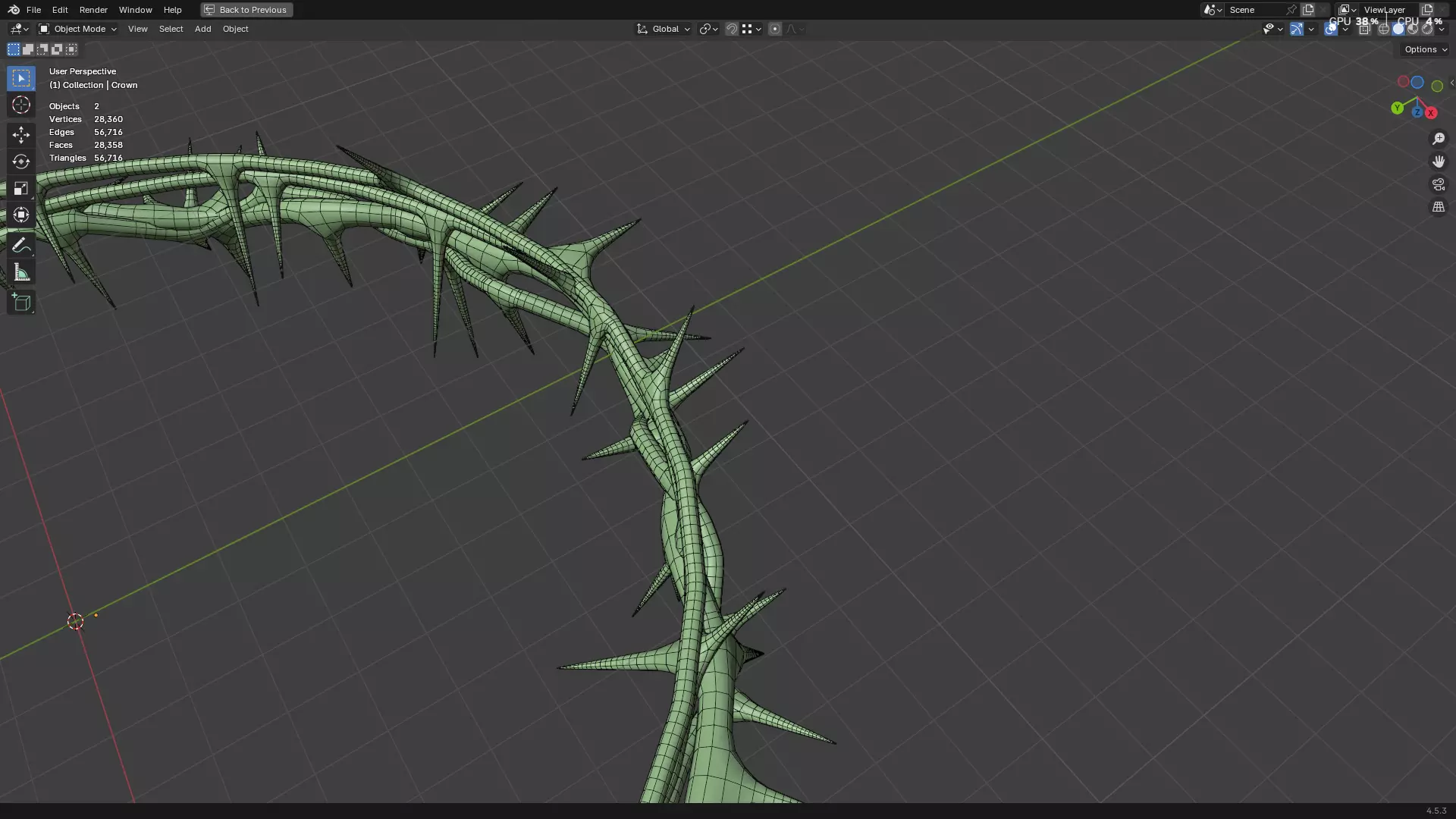 Gold Crown of Thorns PBR 3D model_53