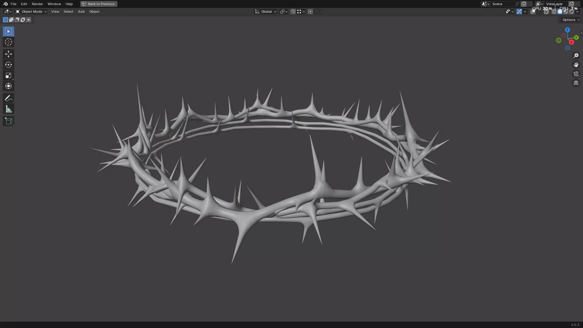 Gold Crown of Thorns PBR 3D model_18
