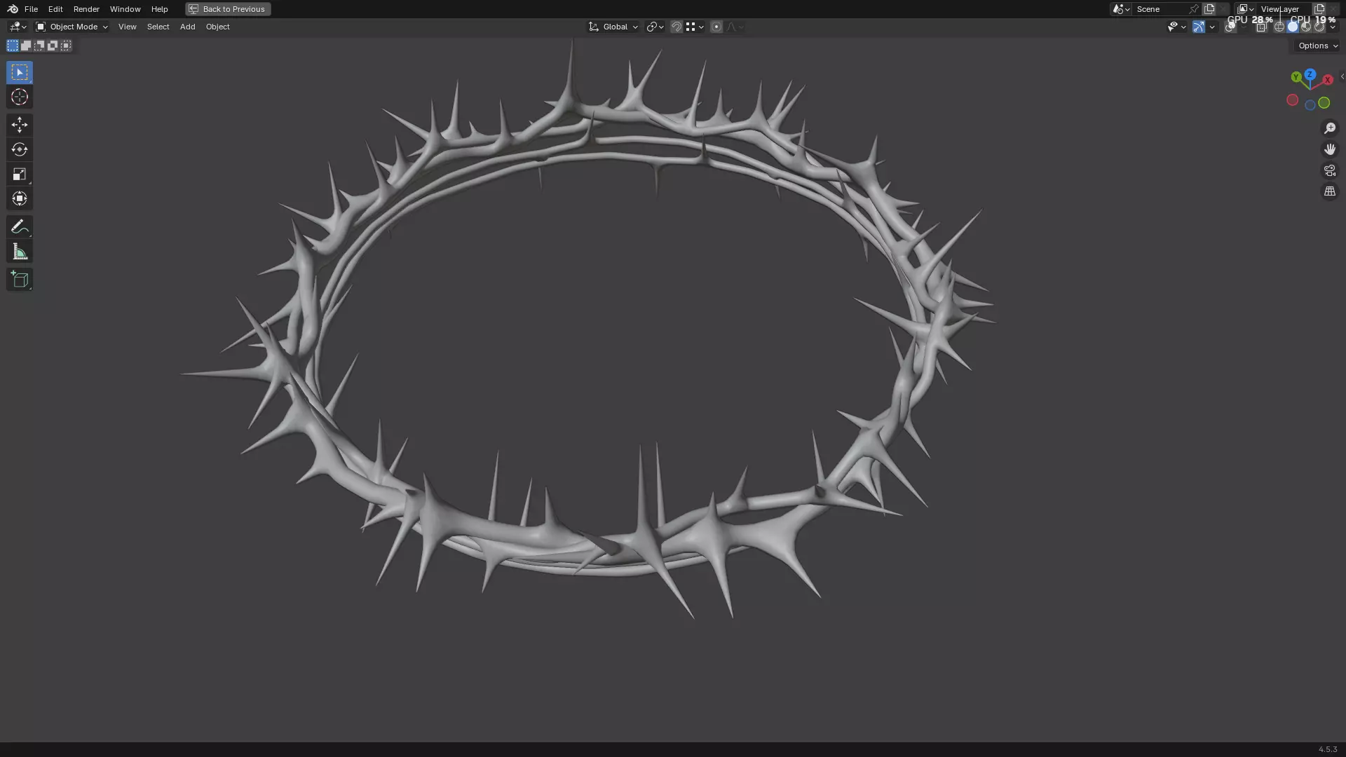 Gold Crown of Thorns PBR 3D model_14