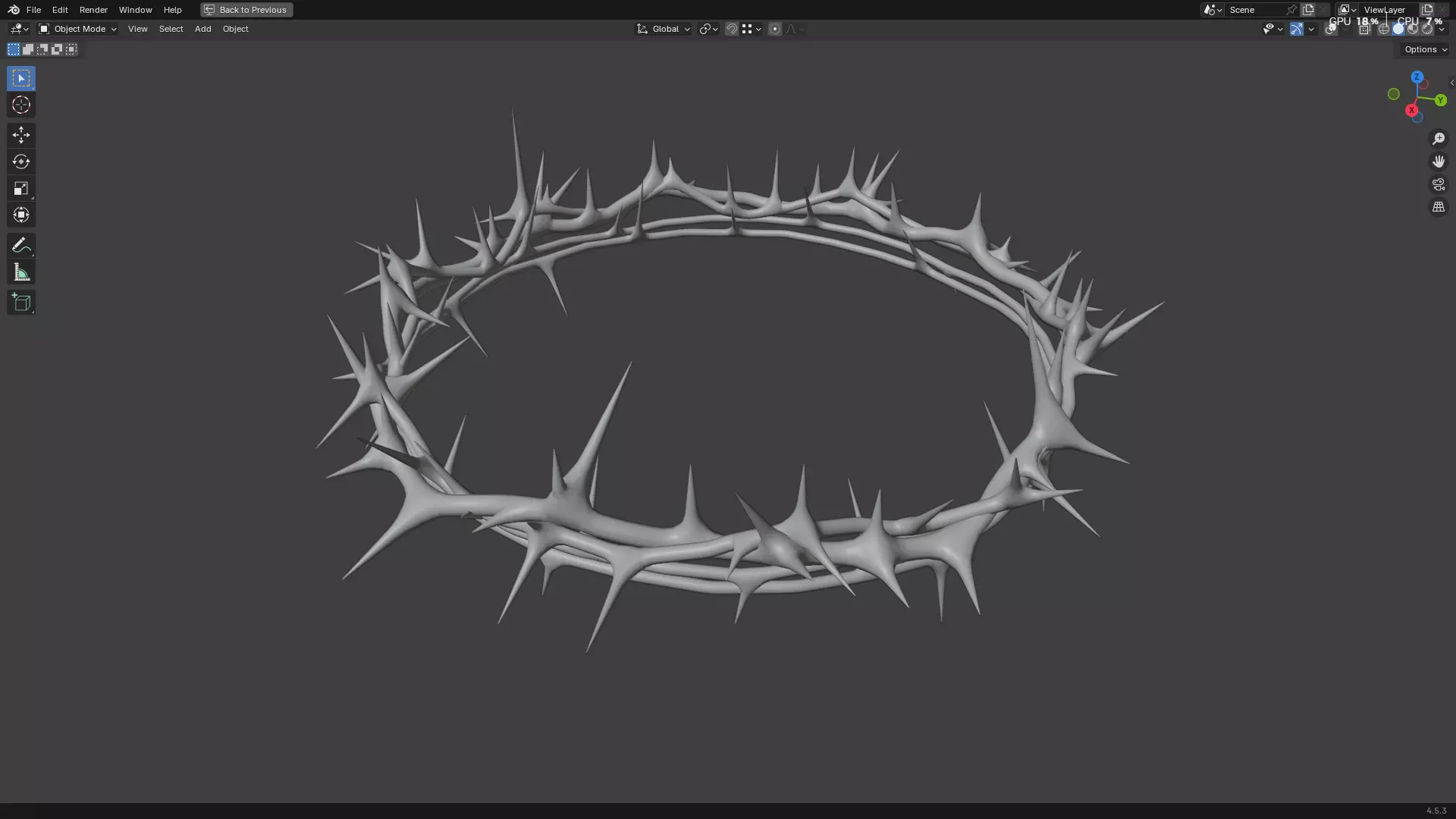 Gold Crown of Thorns PBR 3D model_9