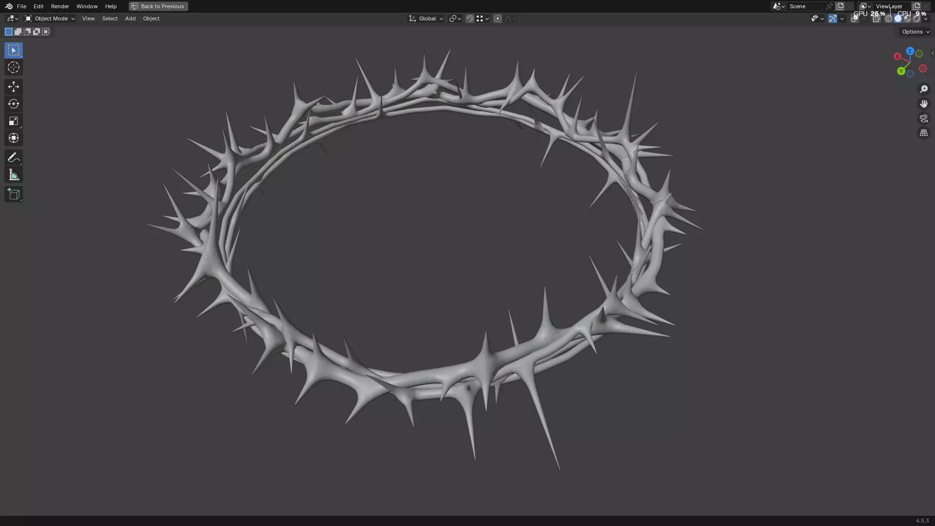Gold Crown of Thorns PBR 3D model_10