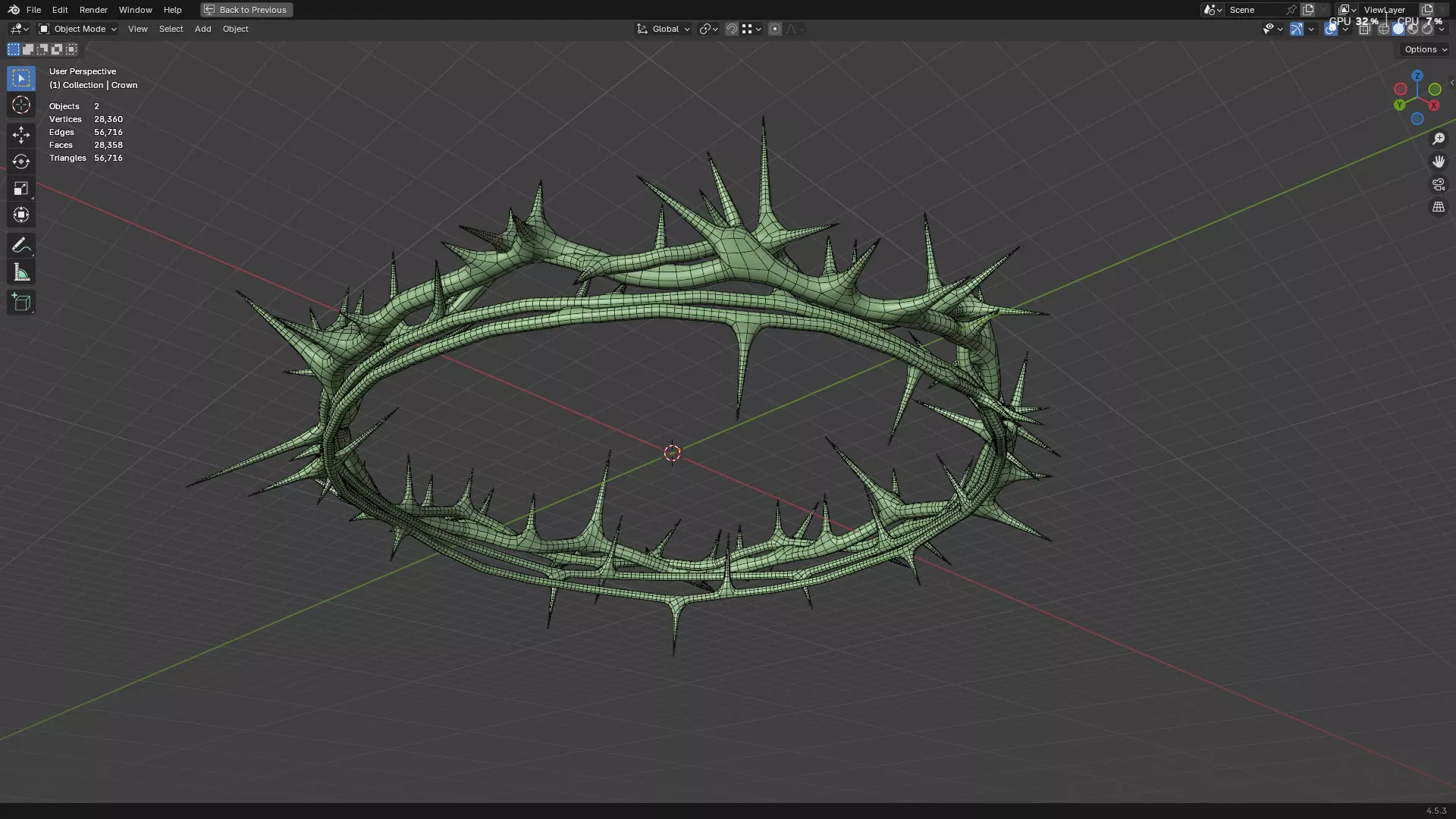 Gold Crown of Thorns PBR 3D model_44
