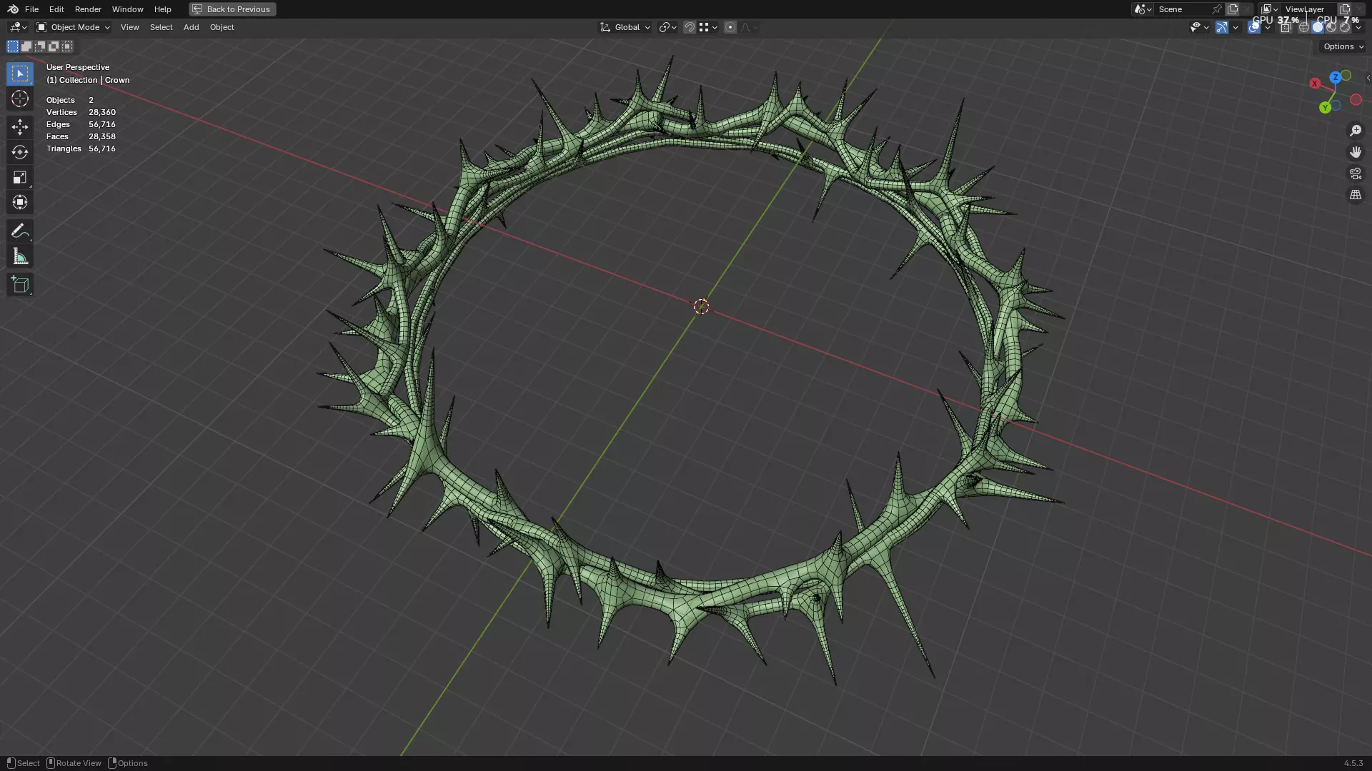 Gold Crown of Thorns PBR 3D model_39