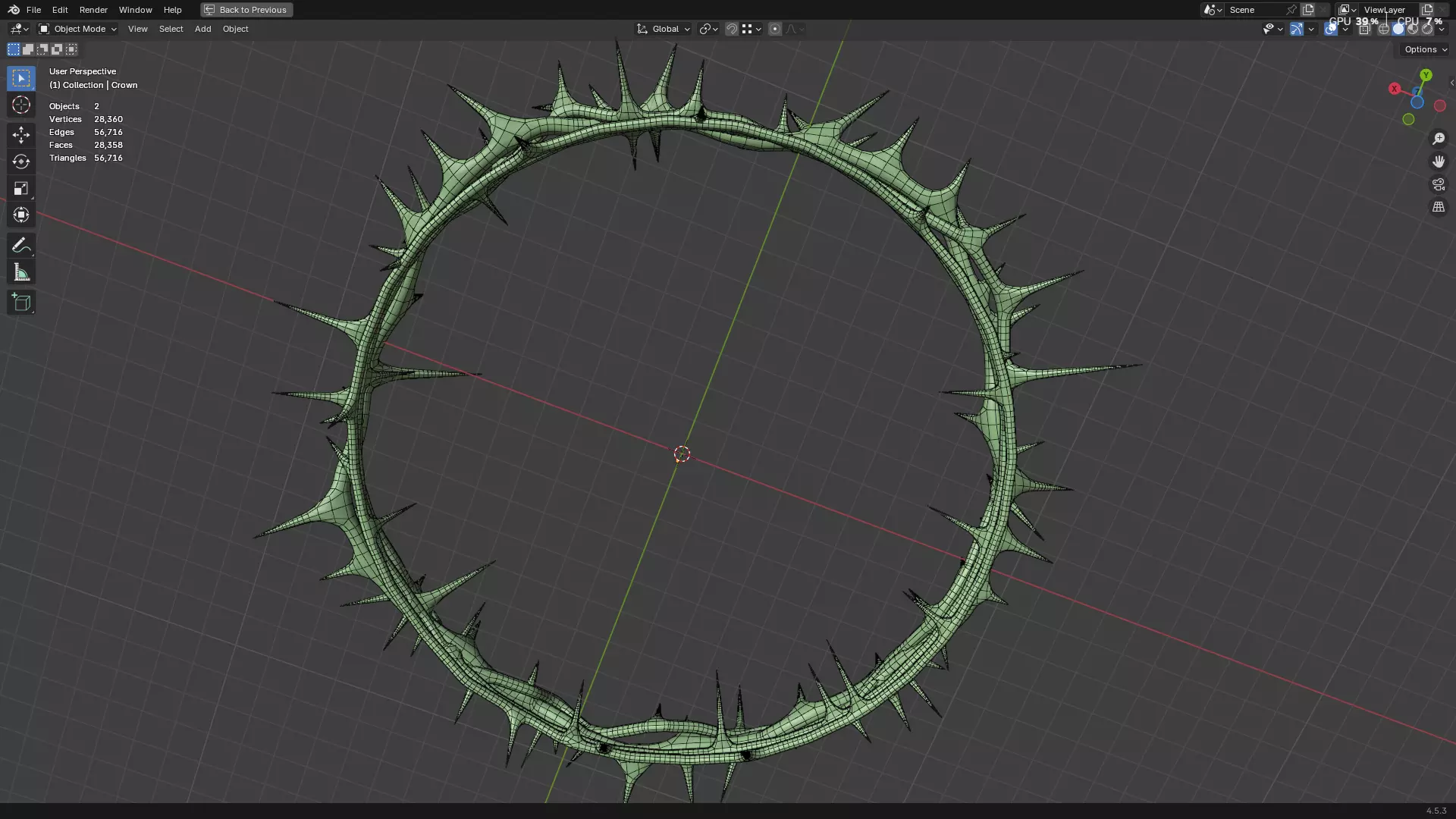 Gold Crown of Thorns PBR 3D model_42