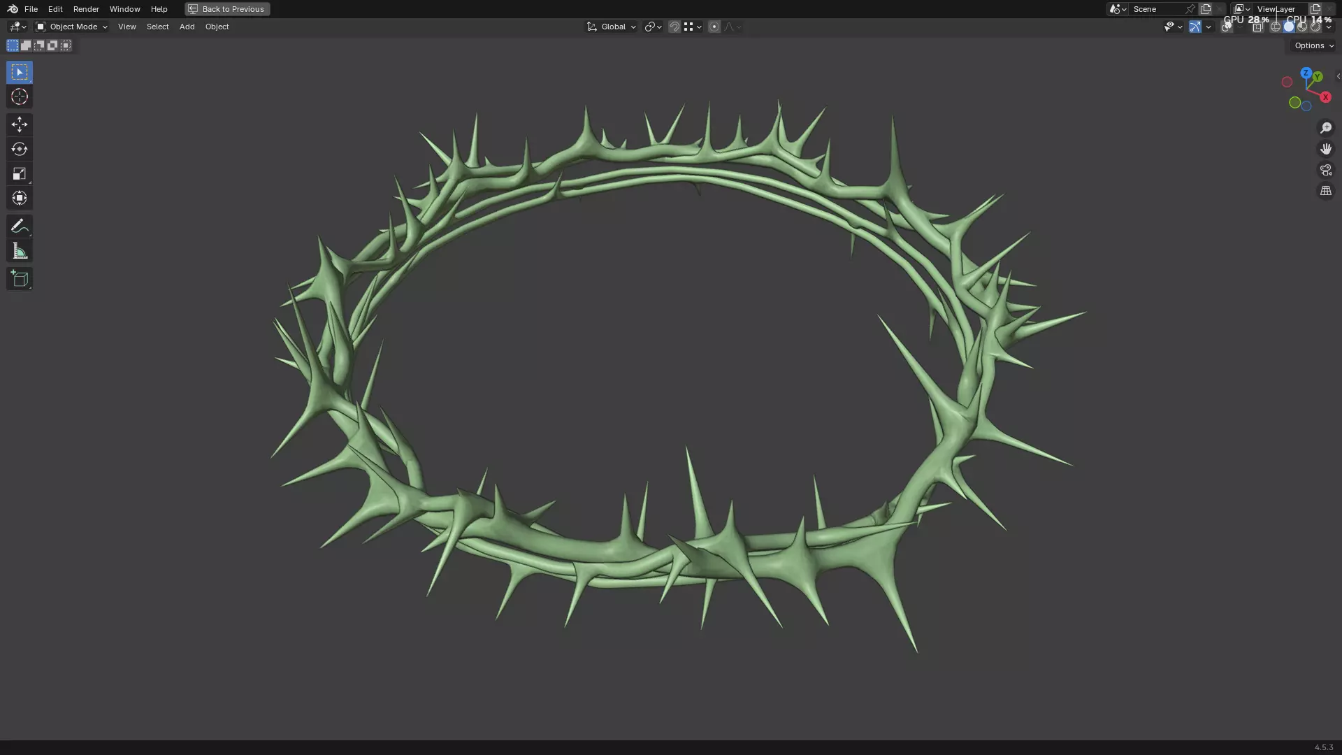 Gold Crown of Thorns PBR 3D model_24