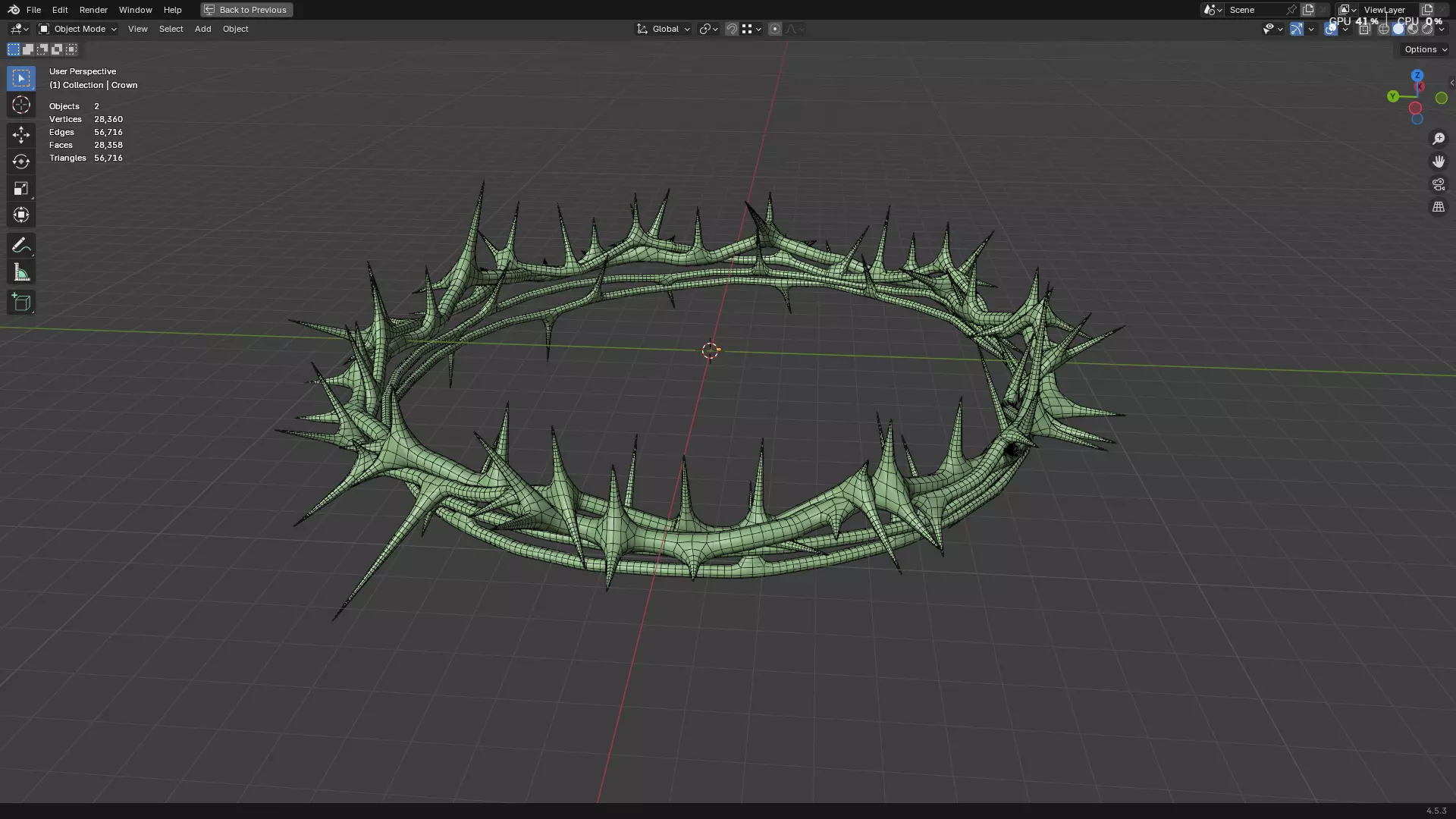 Gold Crown of Thorns PBR 3D model_46