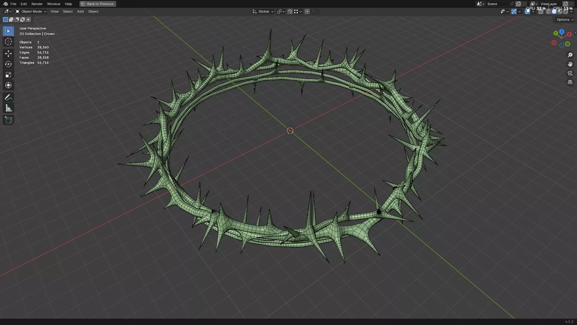 Gold Crown of Thorns PBR 3D model_37