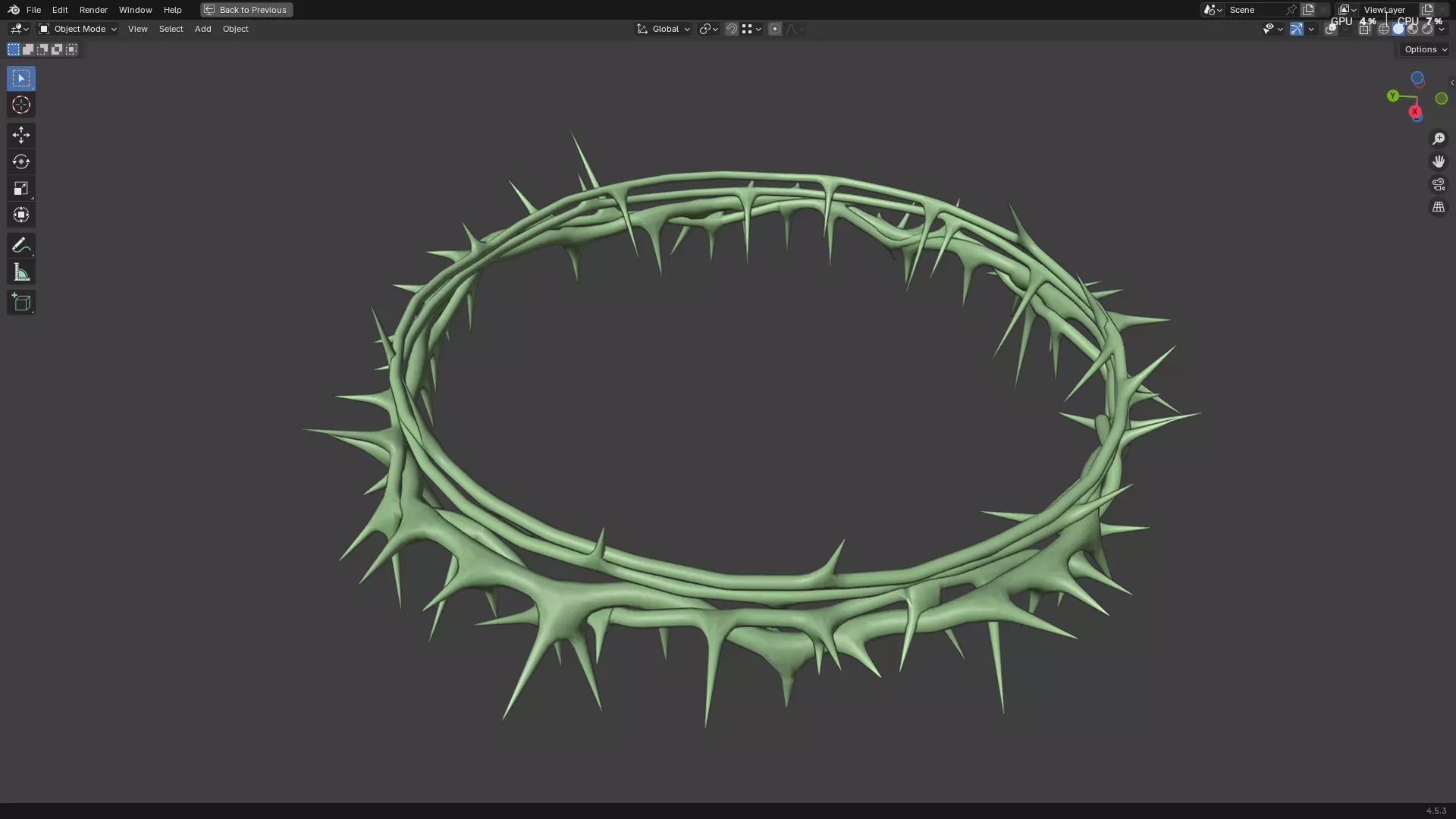 Gold Crown of Thorns PBR 3D model_26