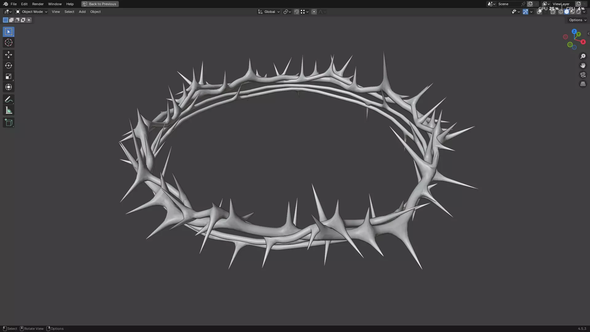 Gold Crown of Thorns PBR 3D model_19