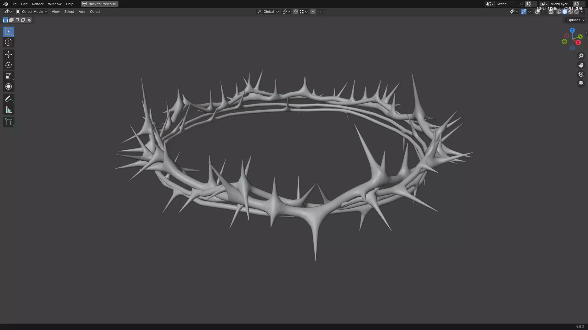 Gold Crown of Thorns PBR 3D model_8