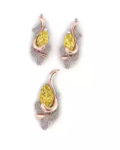 marquise jewelry set earring and pendant