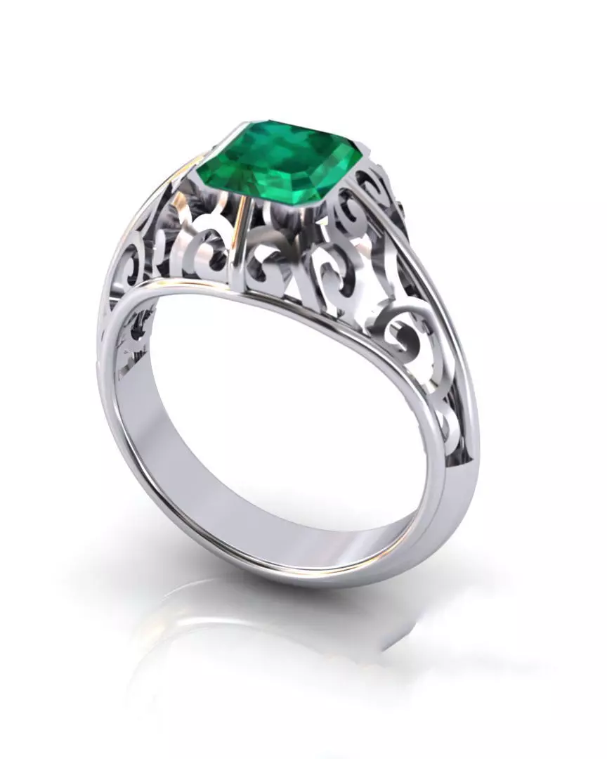 emerald floral jewelry ring free Free 3D print model