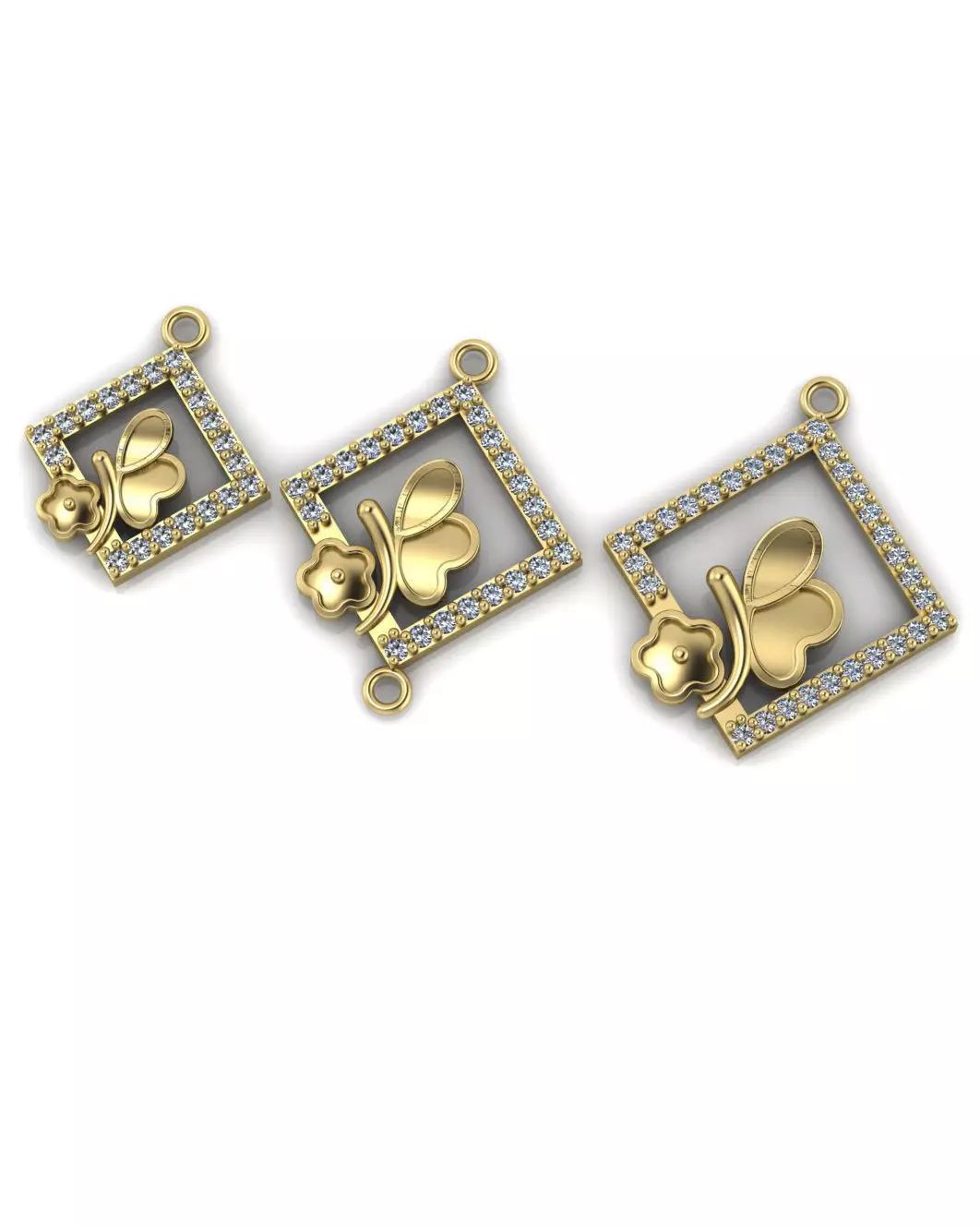 butterfly jewelry set earring pendant bracelet 3D print model