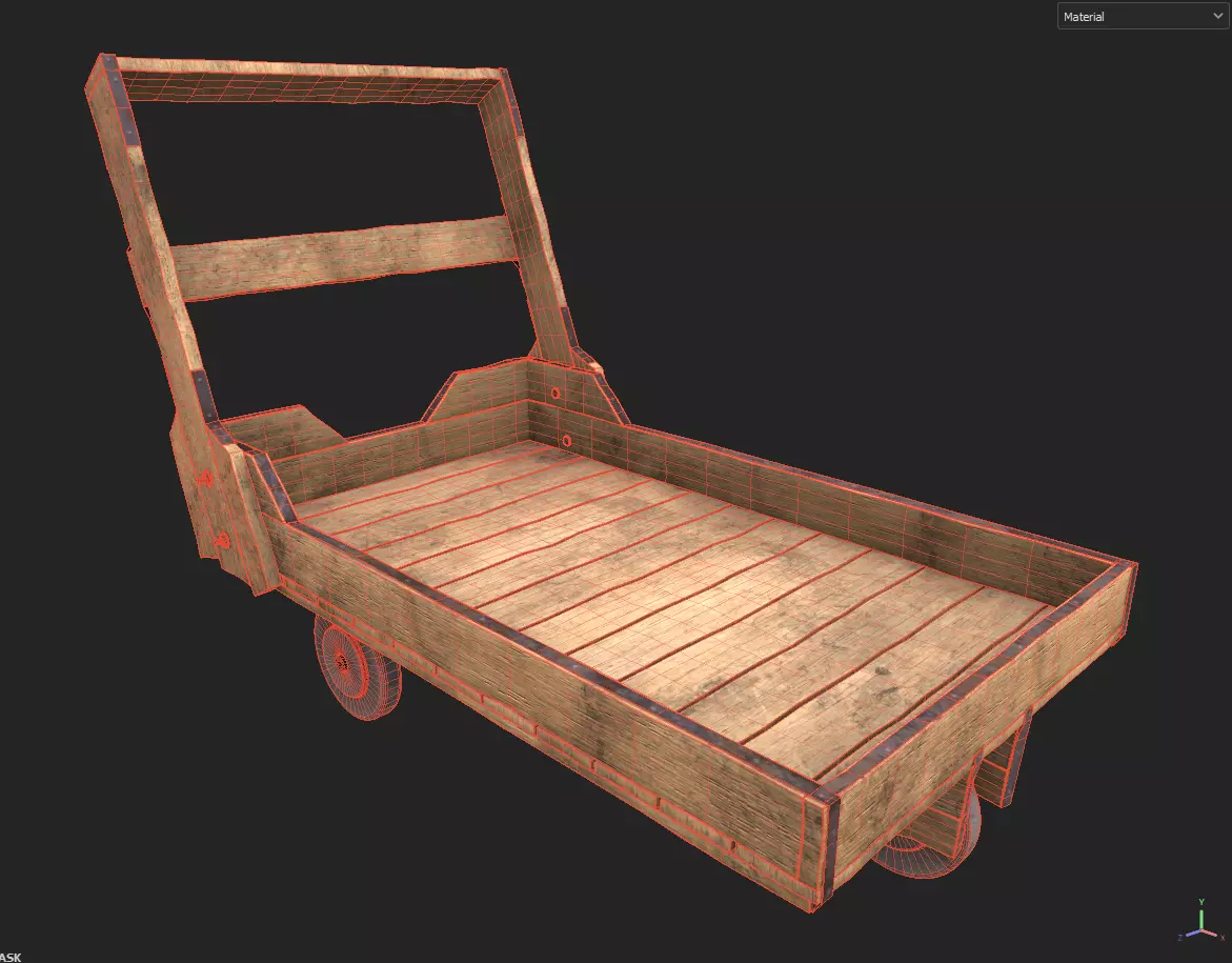Arabic Wooden Cart  Low-poly 3D model_3