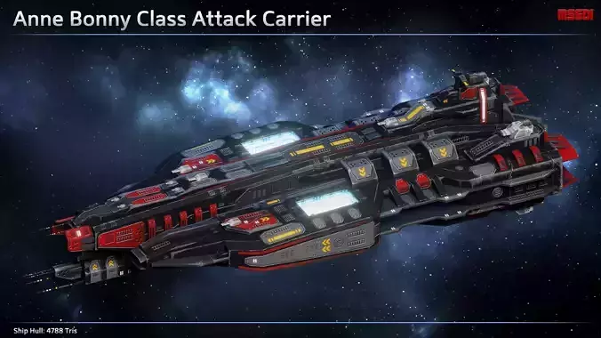 Spaceship Anne Bonny Pirate Attack Carrier Low-poly 3D model