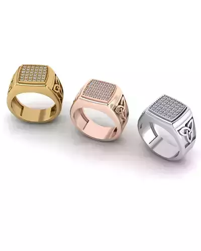 pave setting signet Celtic jewelry ring 