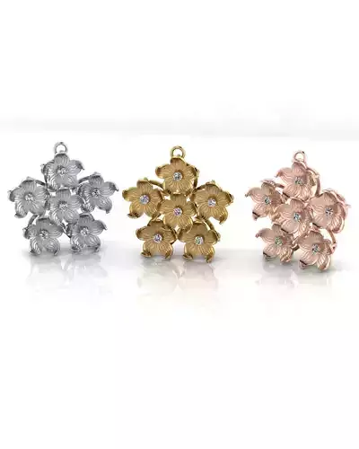 six flower gold pendant