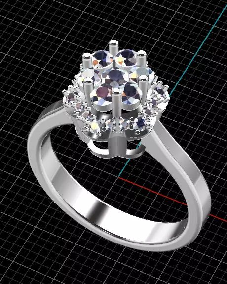 flower setting halo engagement jewelry ring  3D print model_2
