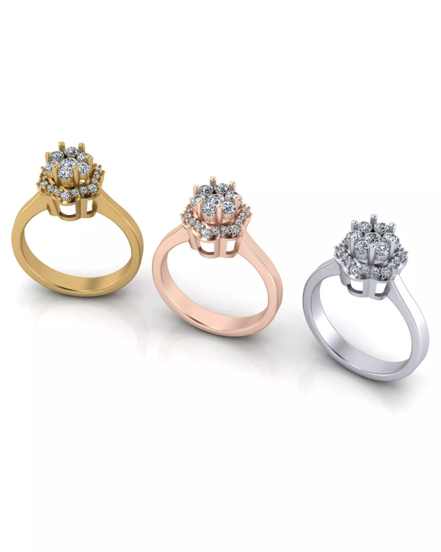 flower setting halo engagement jewelry ring  3D print model_0