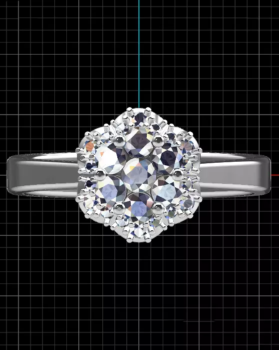 flower setting halo engagement jewelry ring  3D print model_3