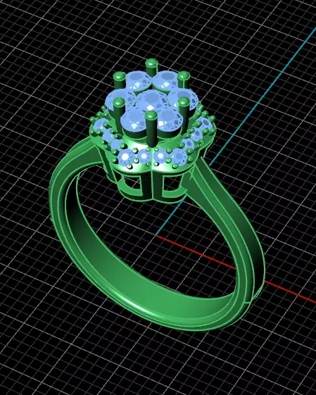 flower setting halo engagement jewelry ring  3D print model_1