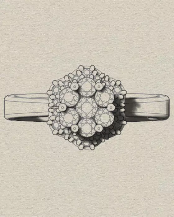 flower setting halo engagement jewelry ring  3D print model_4