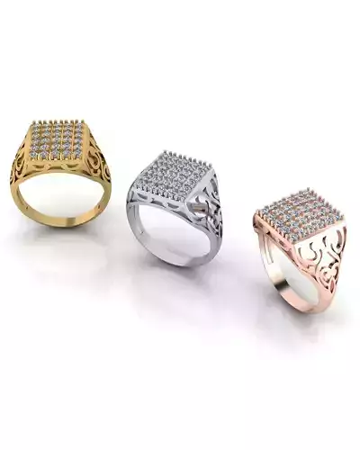 pave setting signet jewelry ring 