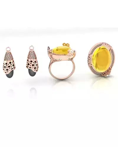 oval jewelry set earring ring and pendant