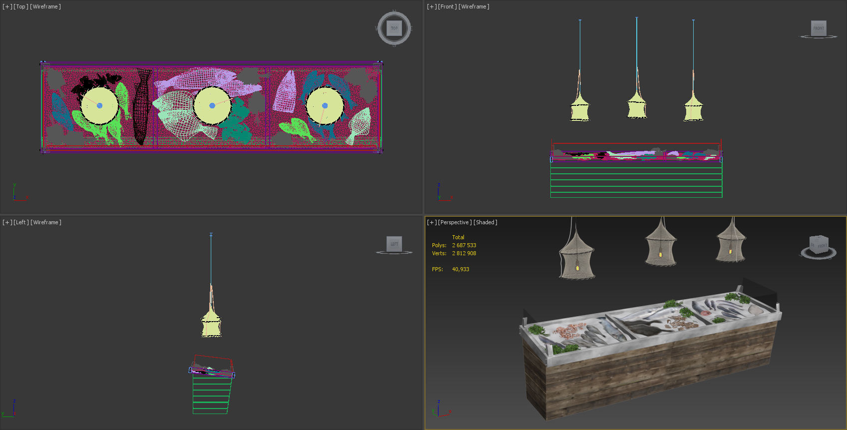 Showcase with fish and seafood 3D model_5