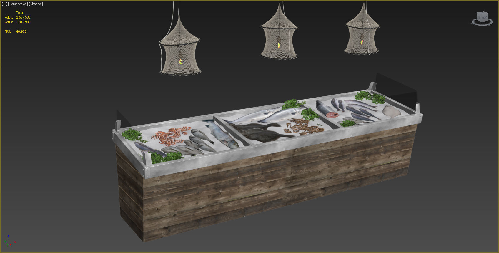 Showcase with fish and seafood 3D model_6