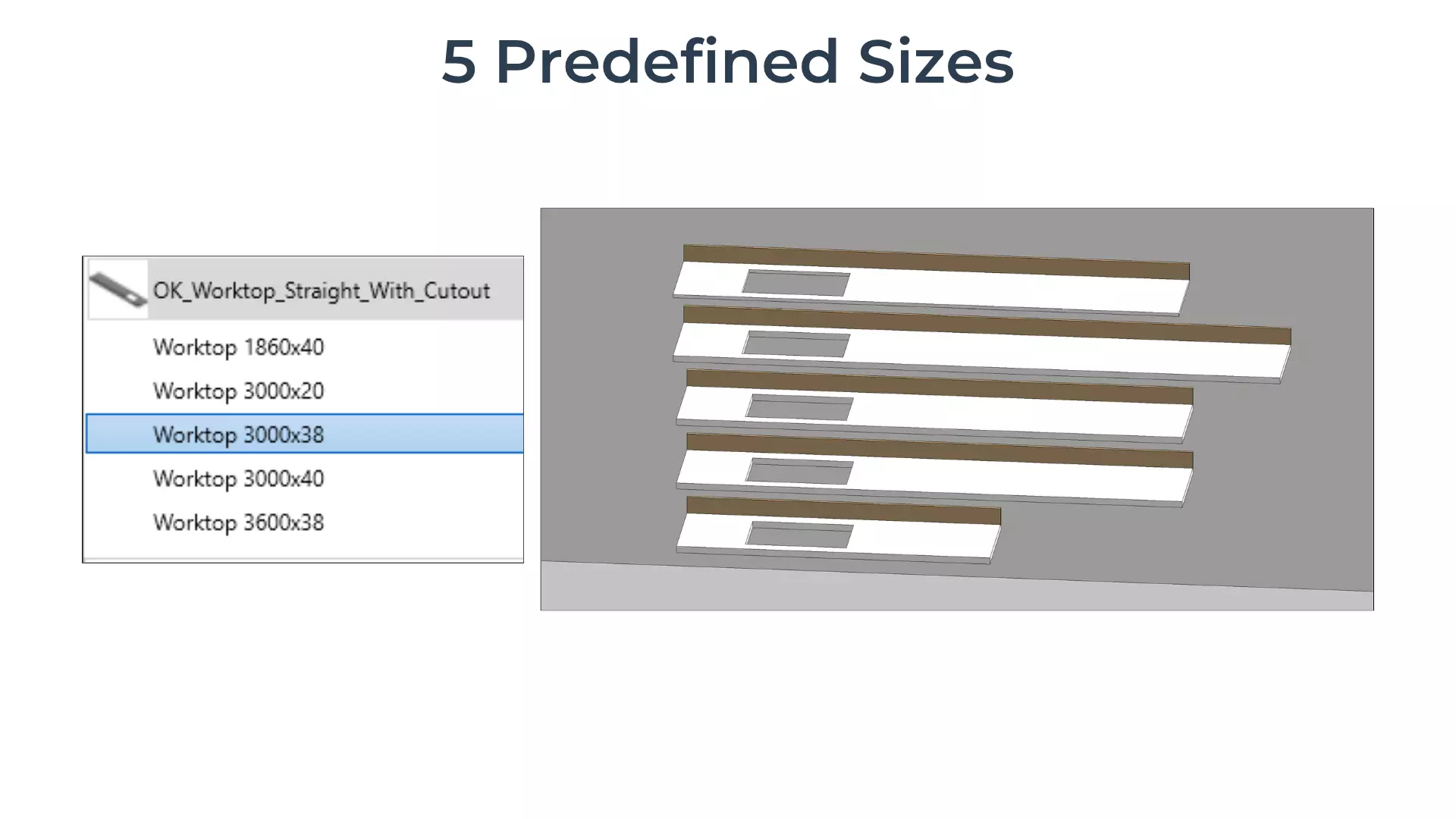 WORKTOP STRAIGHT WITH CUTOUT Revit Family UK Parametric 3D model_1