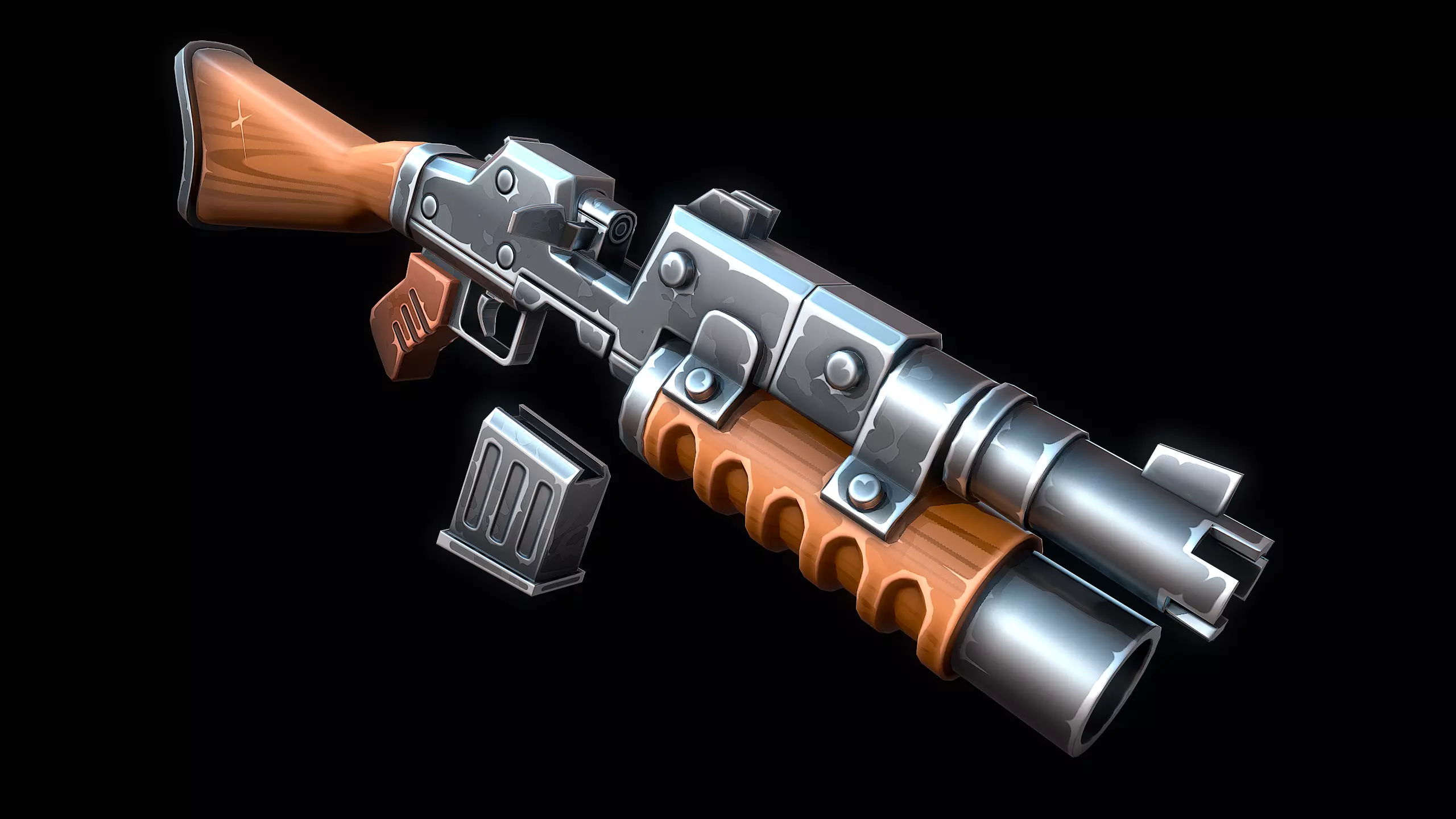 Heavy Machine Gun Low-poly 3D model_6