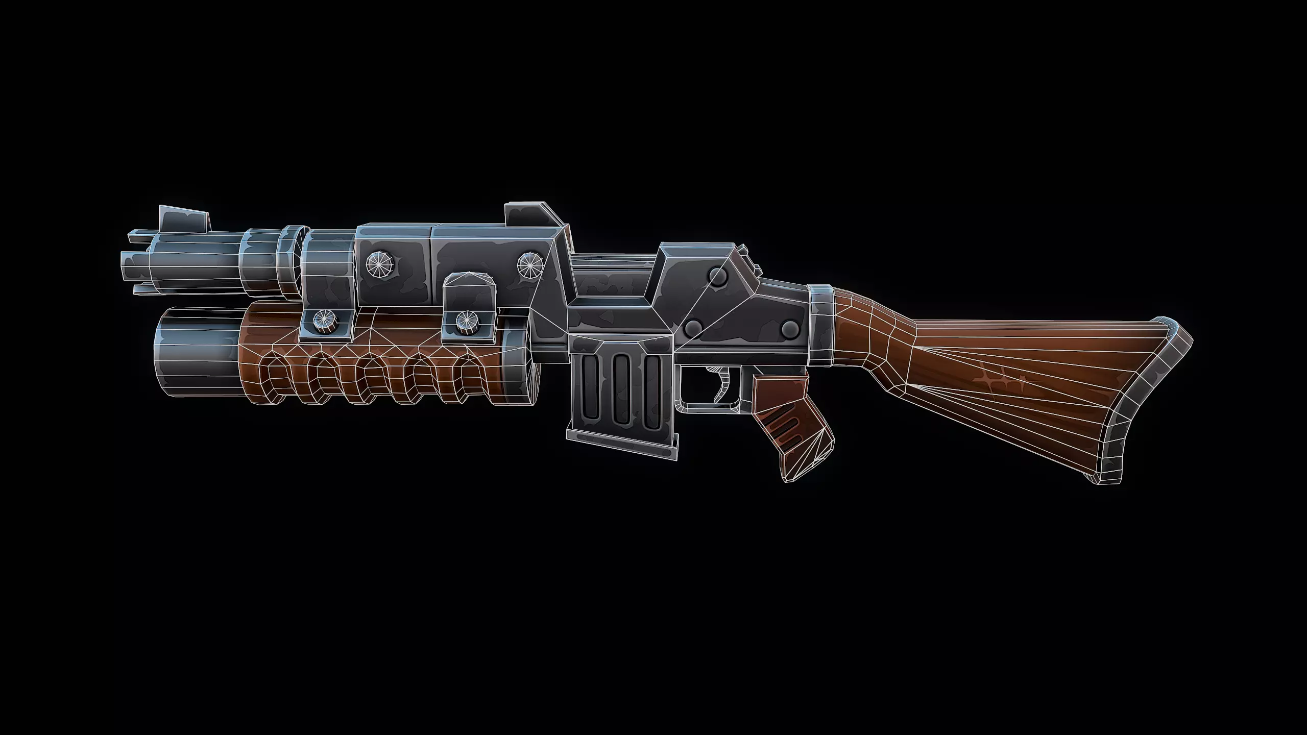 Heavy Machine Gun Low-poly 3D model_9