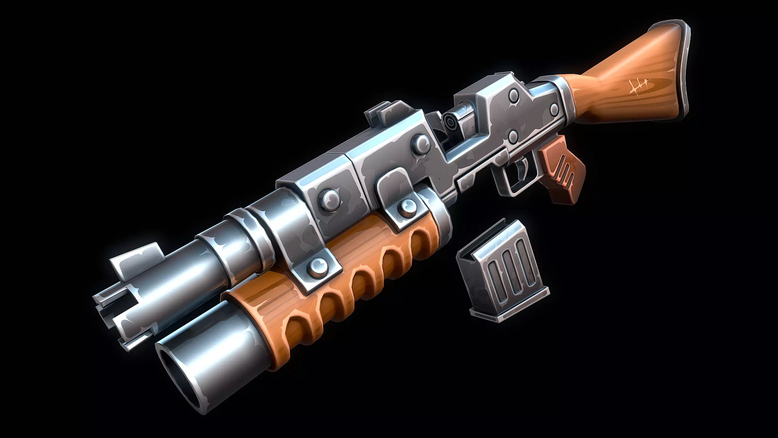 Heavy Machine Gun Low-poly 3D model_5