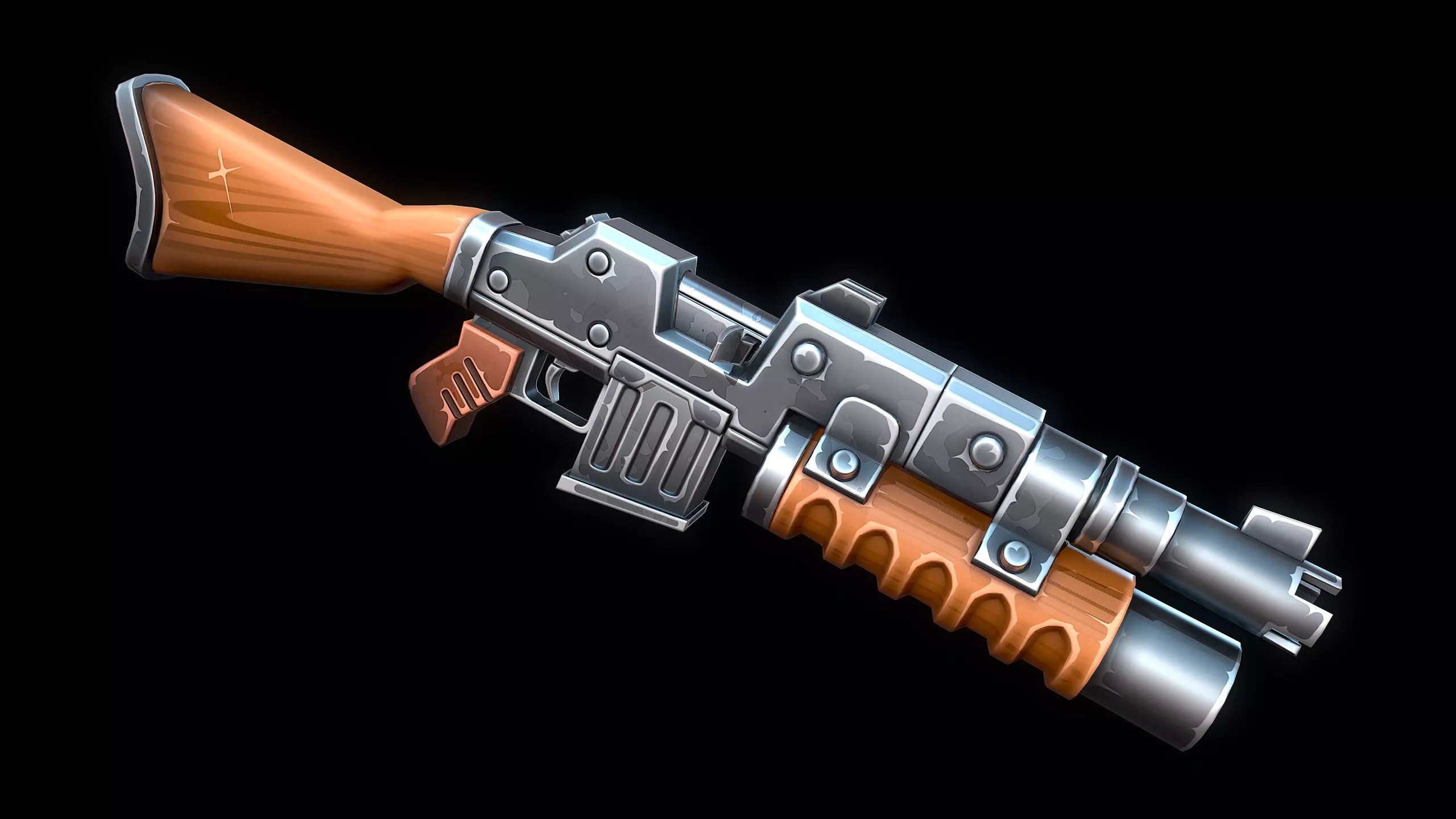 Heavy Machine Gun Low-poly 3D model_4