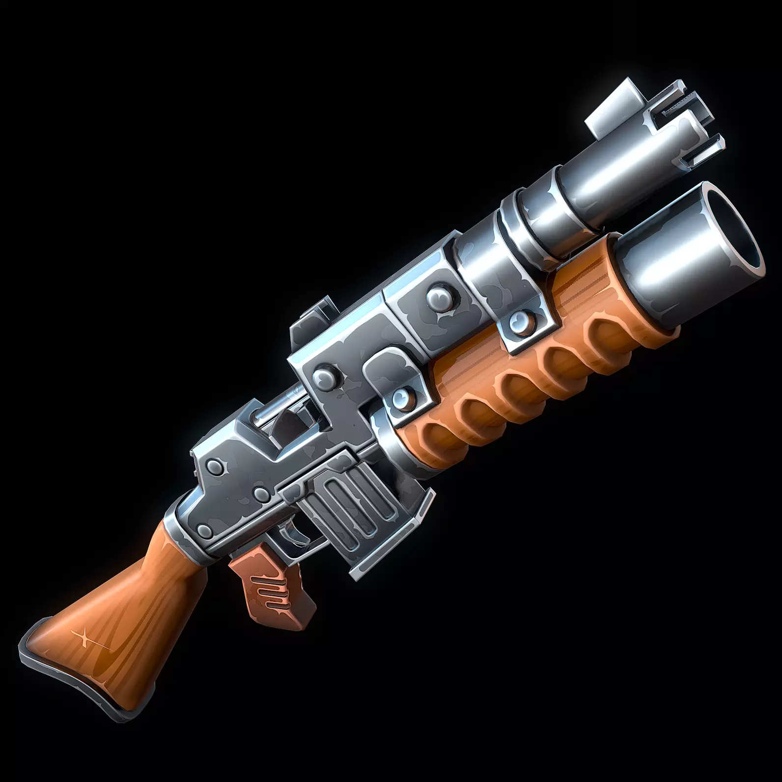 Heavy Machine Gun Low-poly 3D model_0
