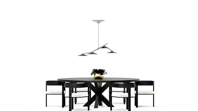 Black and white modern classic round dining table set