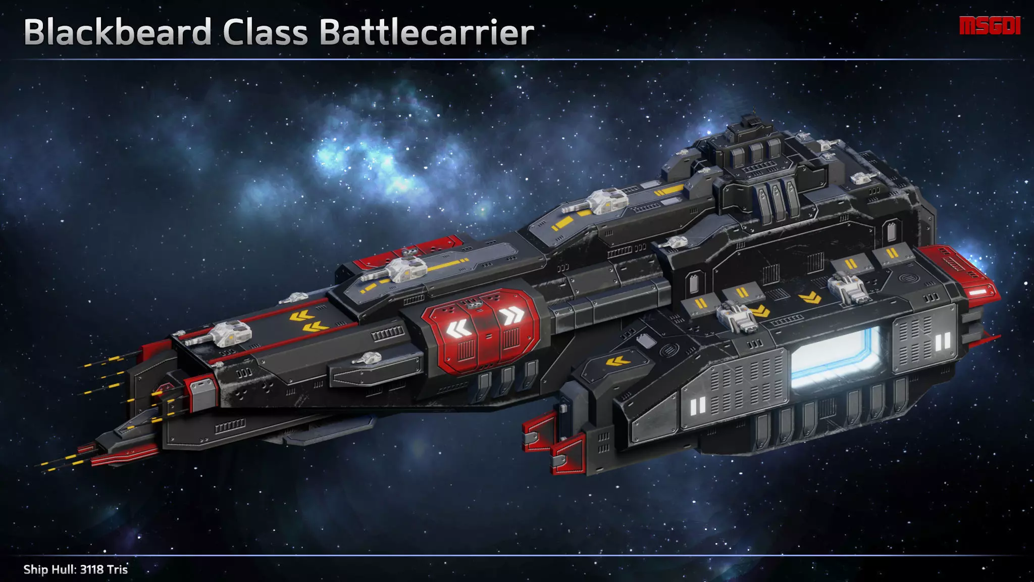 Spaceship Blackbeard Pirate Battlecarrier Low-poly 3D model