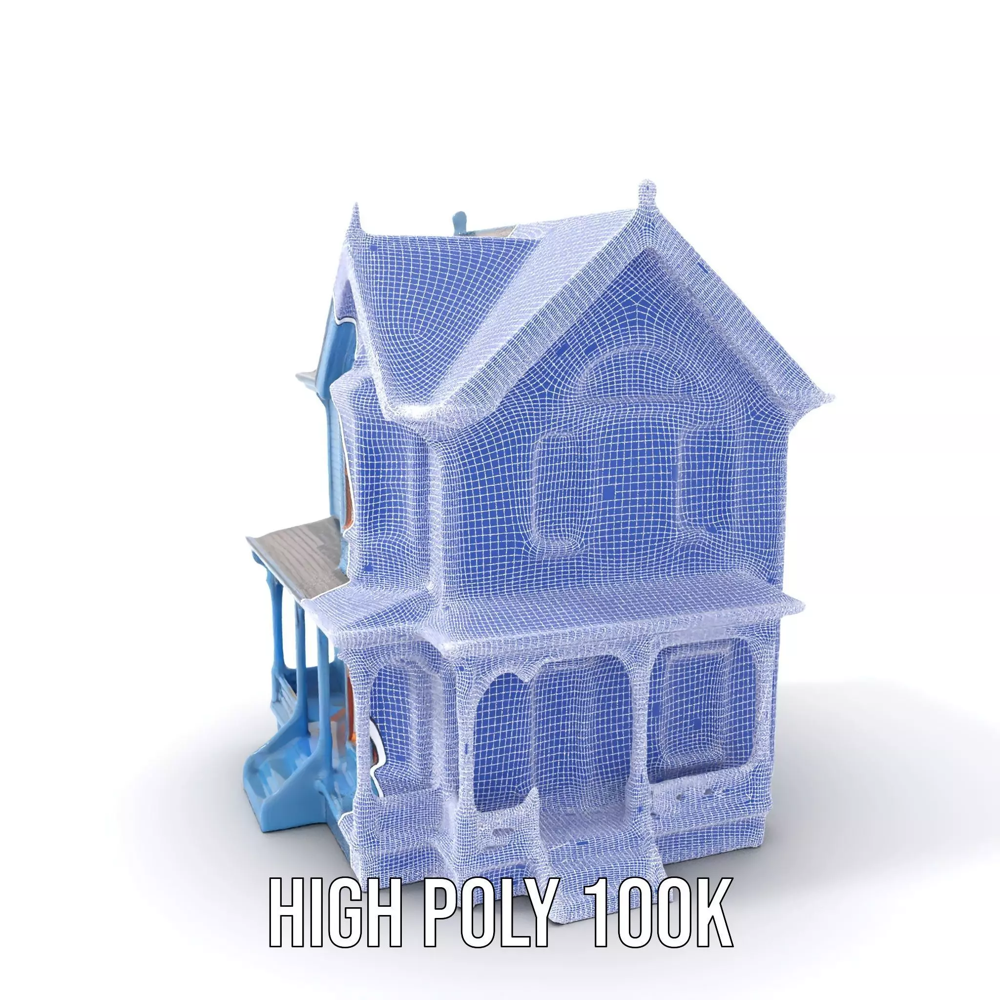 Victorian Blue House model pack Low-poly 3D model_5