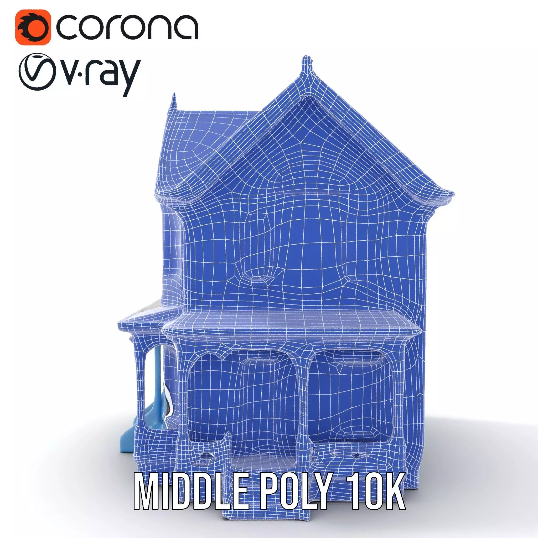 Victorian Blue House model pack Low-poly 3D model_21