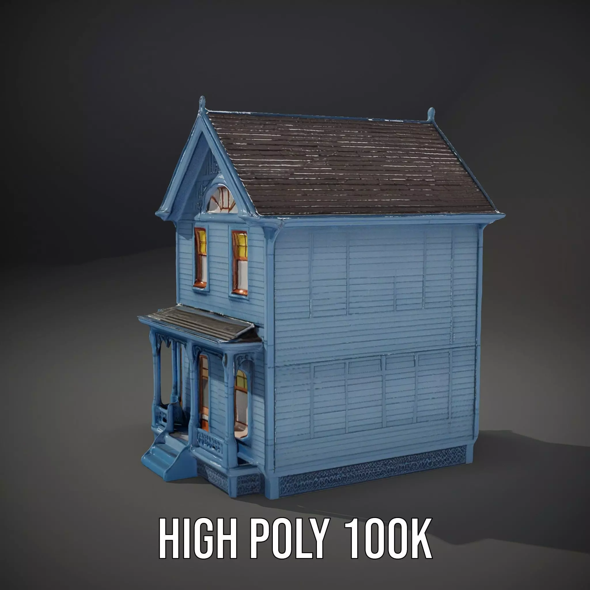 Victorian Blue House model pack Low-poly 3D model_9