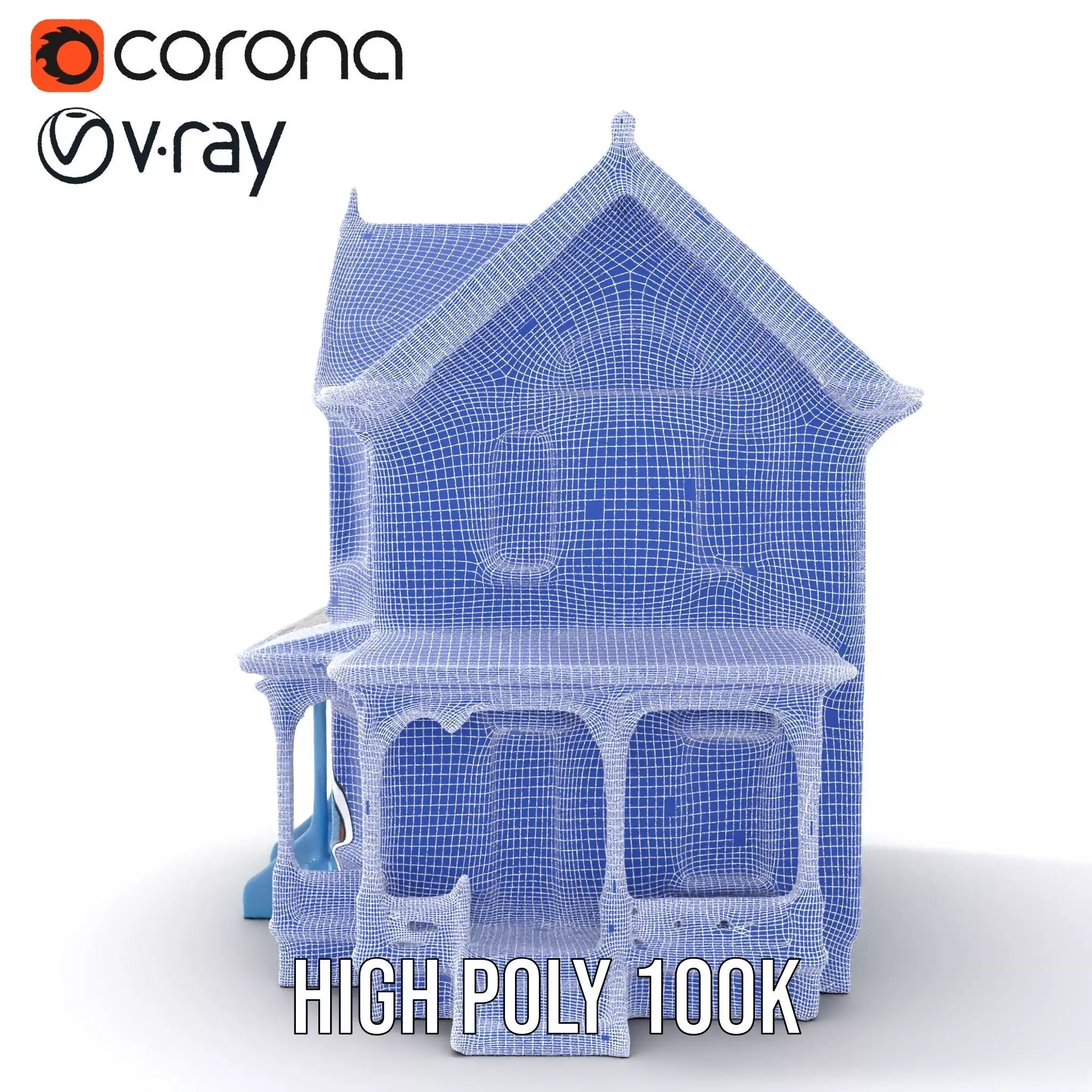 Victorian Blue House model pack Low-poly 3D model_34