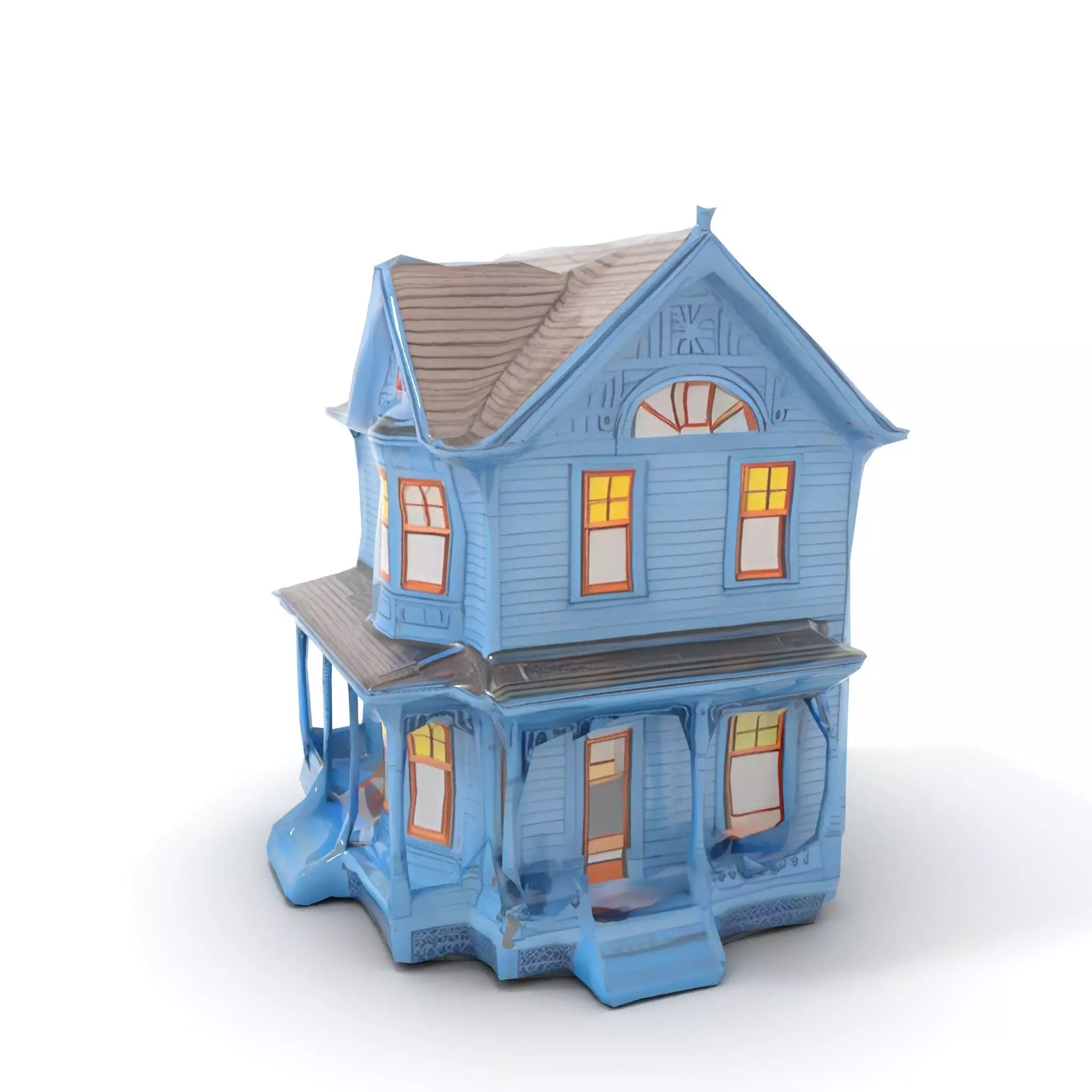 Victorian Blue House model pack Low-poly 3D model_15