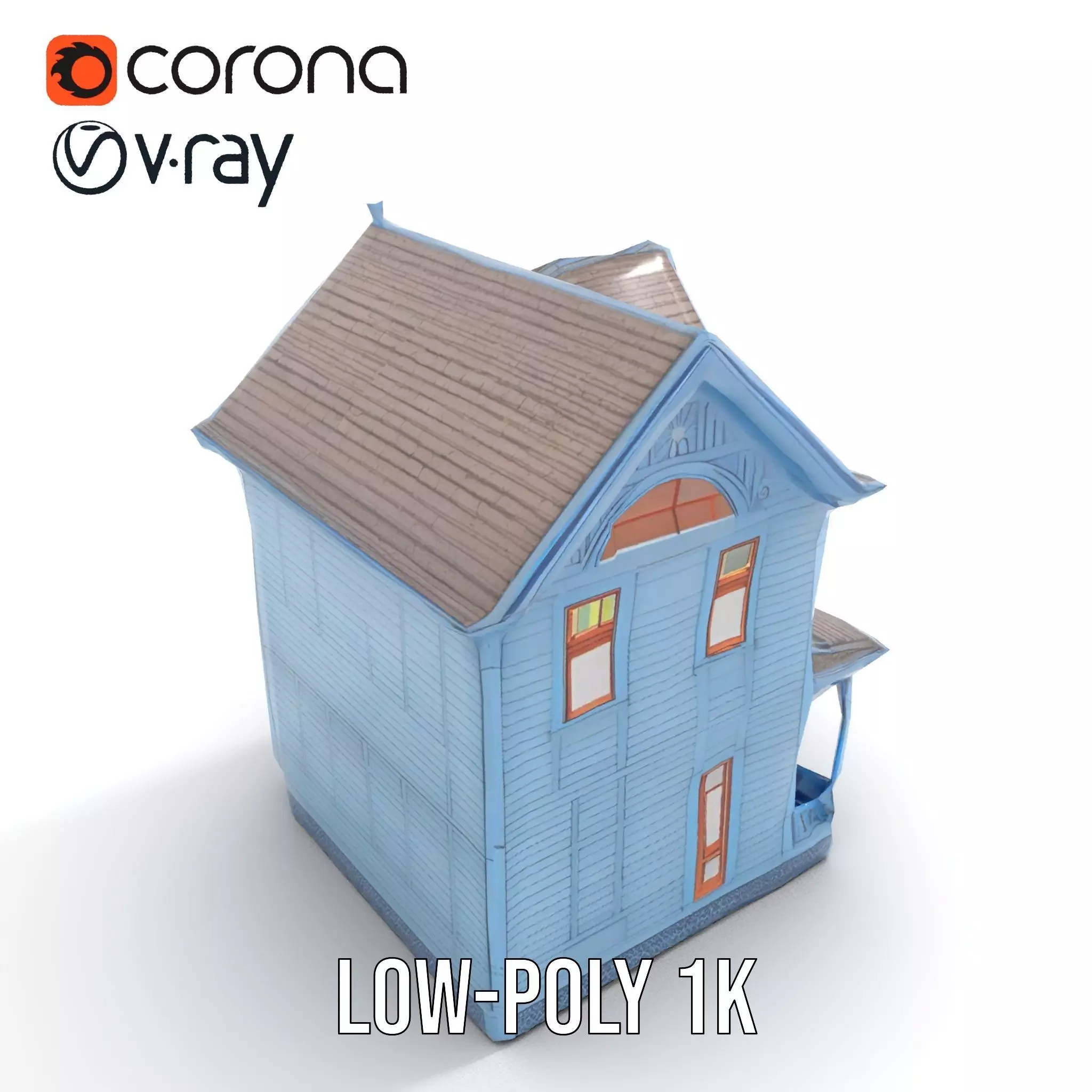 Victorian Blue House model pack Low-poly 3D model_10