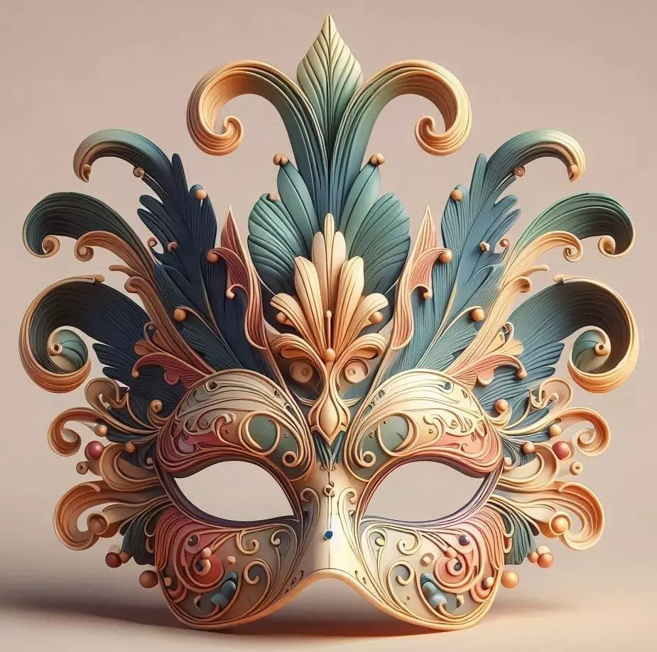 2469Venetian Carnival Mask Color 3D Model magic 3D print model_7
