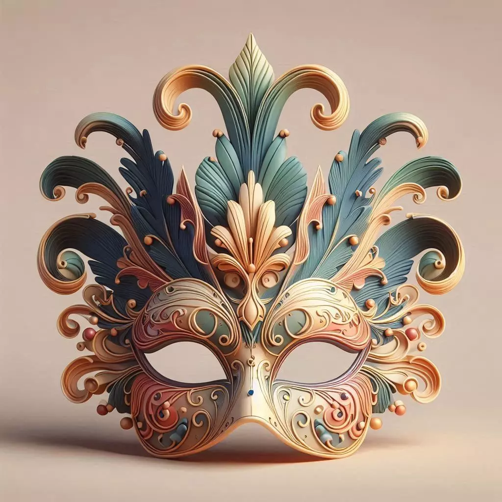 2469Venetian Carnival Mask Color 3D Model magic 3D print model_2