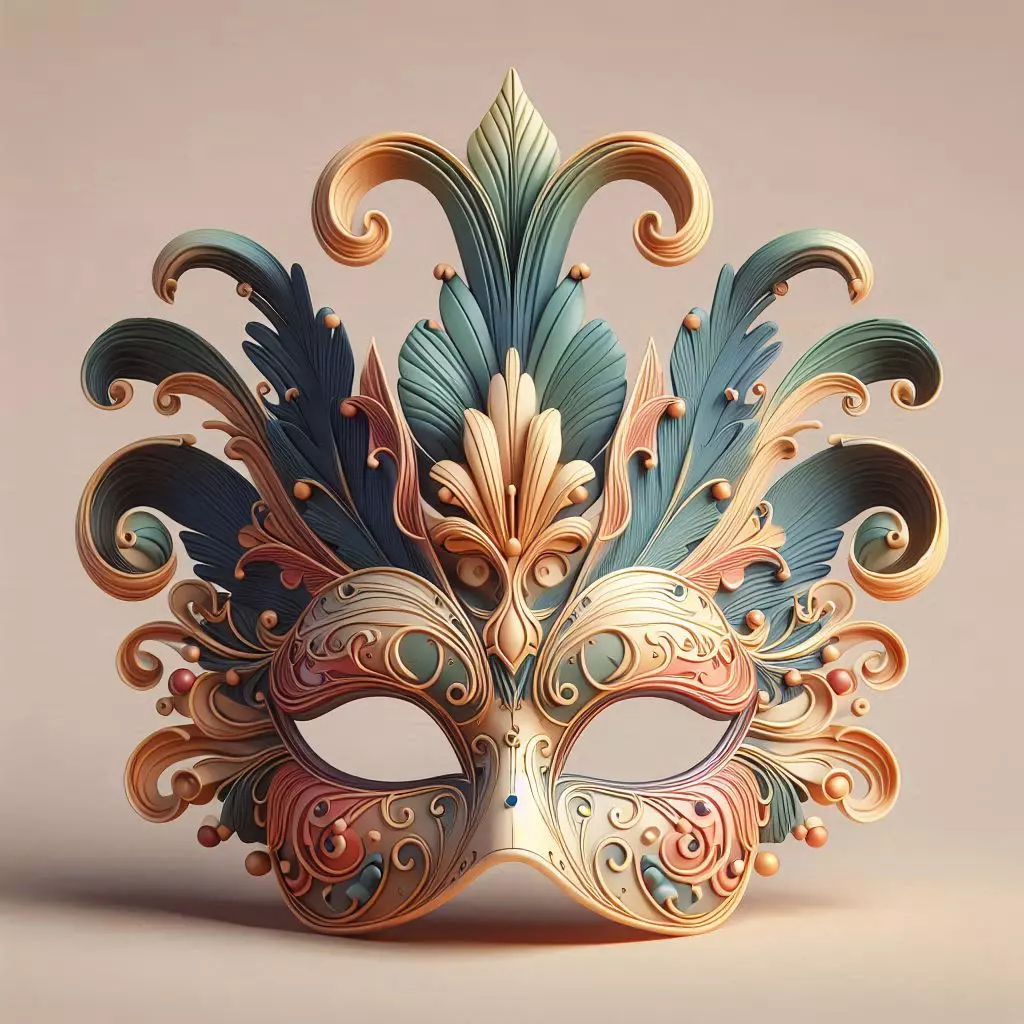 2469Venetian Carnival Mask Color 3D Model magic 3D print model_1